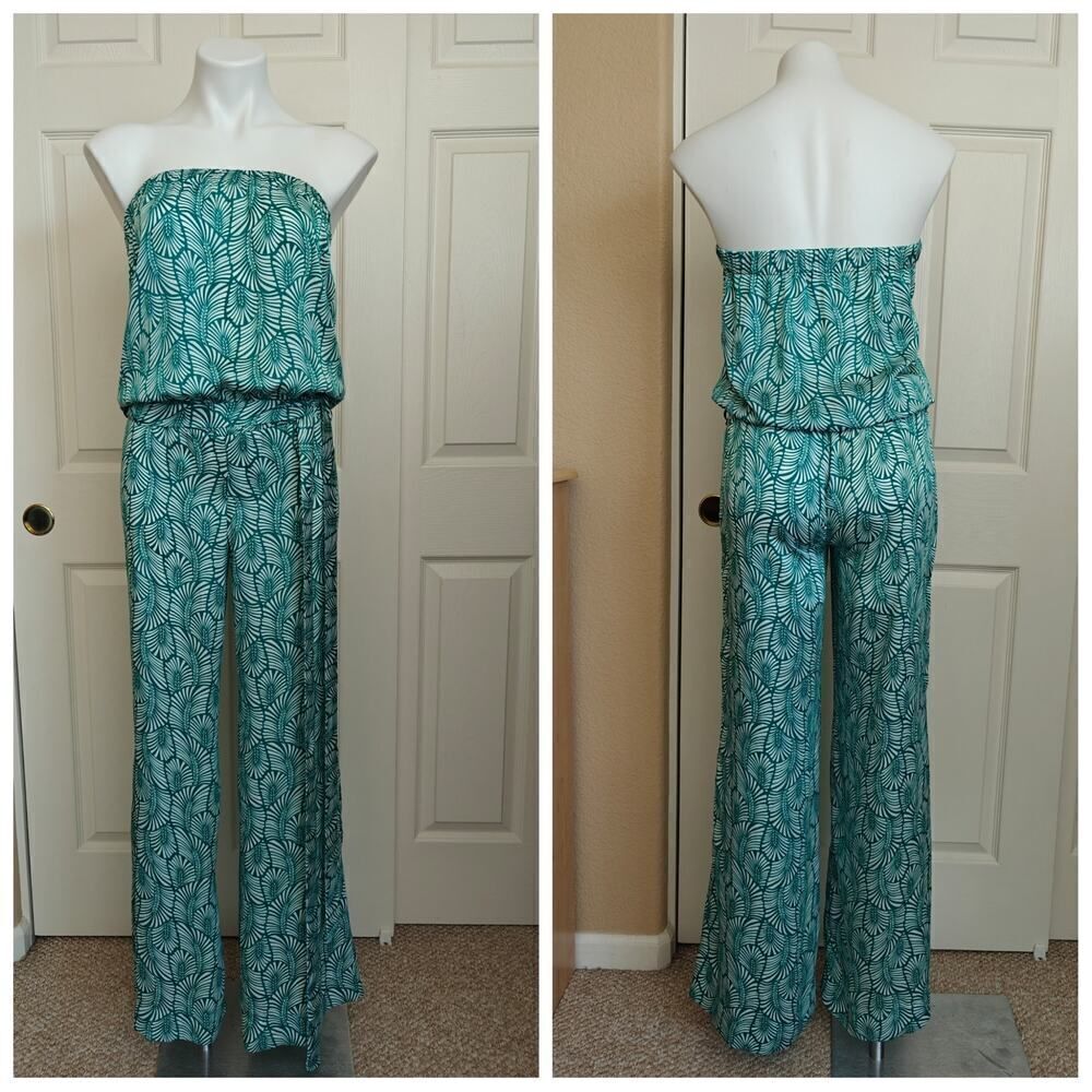 Yume by Muge Ersin tube top art deco jumpsuit sz 36